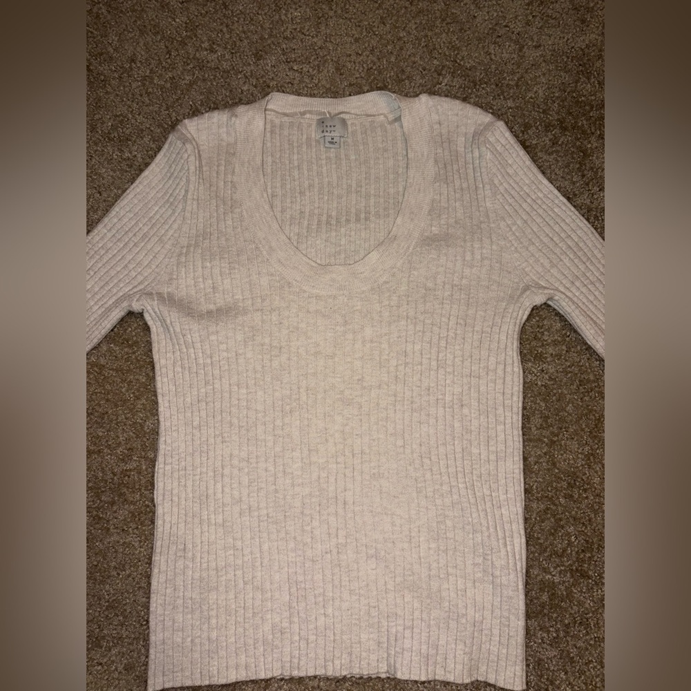Women's V-Neck Cream Sweater